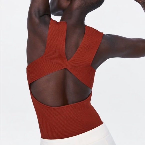 ZARA Ribbed Open Back Tank - Picture 1 of 5
